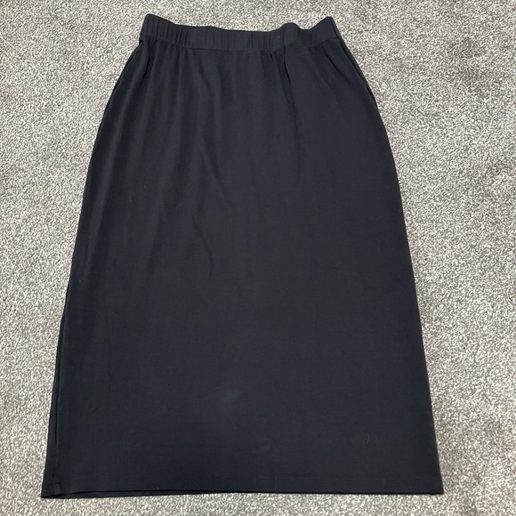 TUCKERNUCK Size Small Black Cotton Jersey Stretch Knit Midi Skirt Women's - Picture 3 of 4